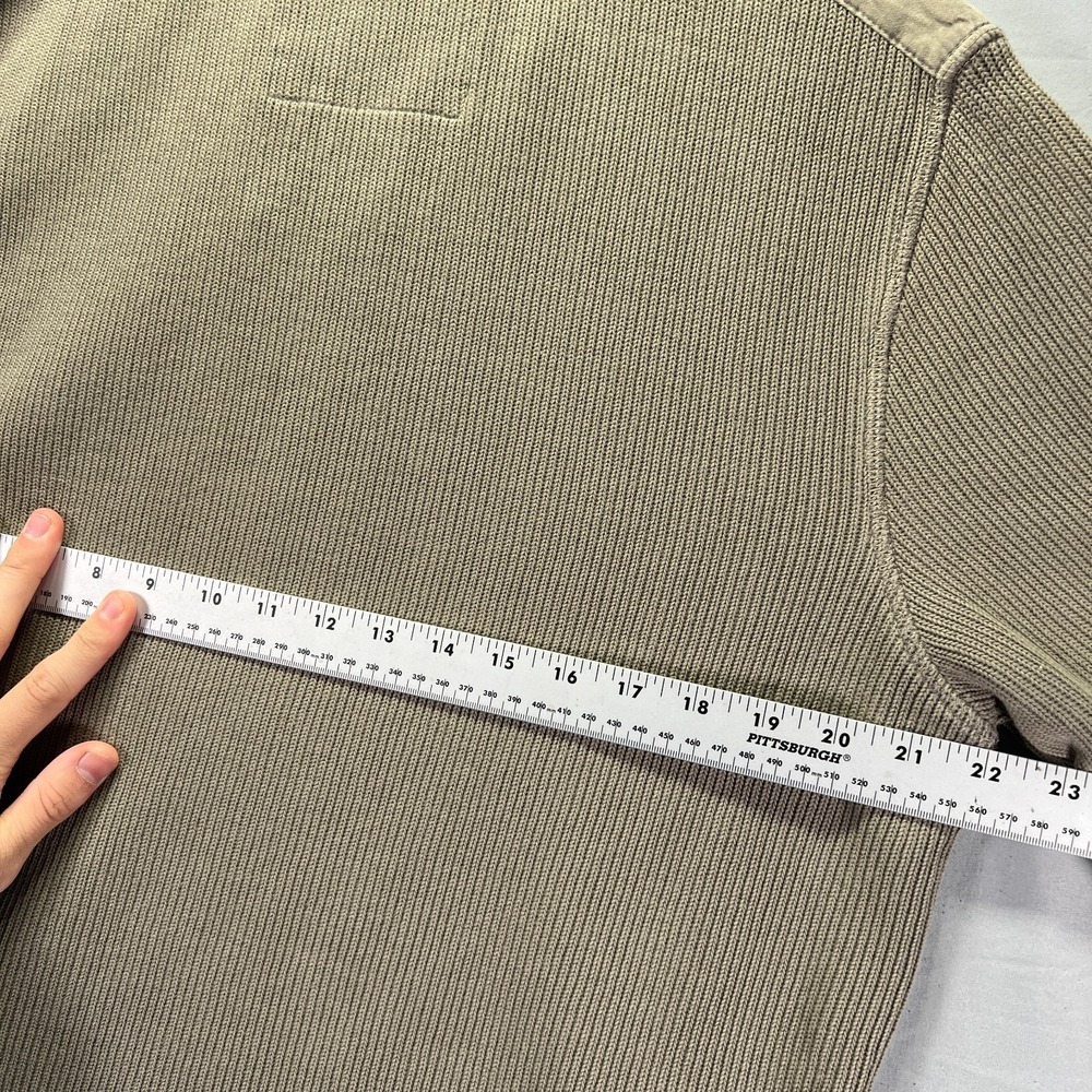 Vintage Y2K Military Style Sweater Mens XL Army Green 1/4 Zip Pullover Knit - Picture 8 of 9